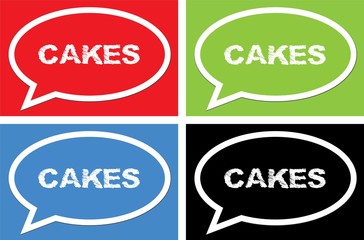 Fototapeta premium CAKES text, on ellipse speech bubble sign.