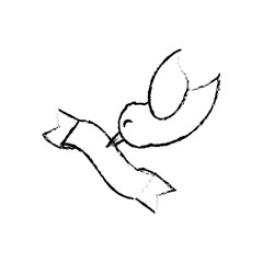 Naklejka premium bird ribbon romance sketch vector illustration eps 10