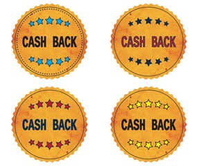 CASH BACK text, on round wavy border vintage, stamp badge.