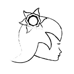 sketch head woman flower icon vector illustration eps 10