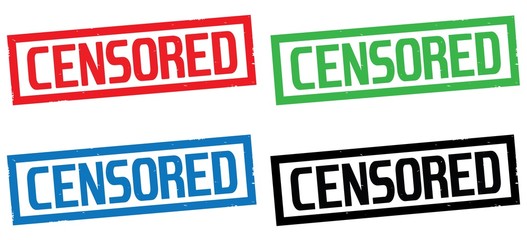 CENSORED text, on rectangle border stamp sign.