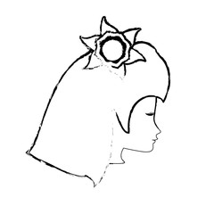 sketch head woman flower icon vector illustration eps 10