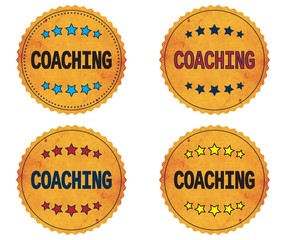 COACHING text, on round wavy border vintage, stamp badge.