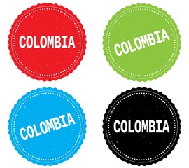 COLOMBIA text, on round wavy border stamp badge.