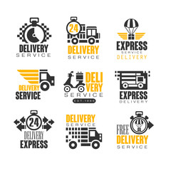 Delivery set for label design. Express delivery service vector Illustrations