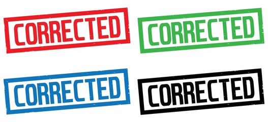 CORRECTED text, on rectangle border stamp sign.