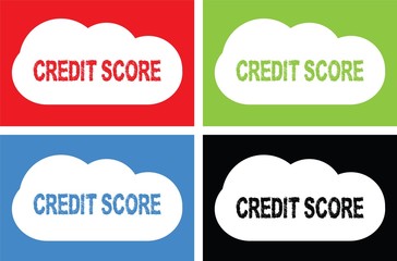 CREDIT SCORE text, on cloud bubble sign.