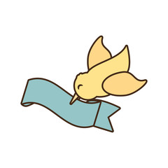cute bird ribbon romantic concept vector illustration eps 10