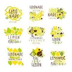 Lemonade set for label design. Colorful vector Illustrations