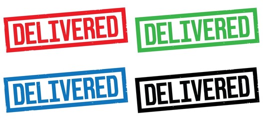 DELIVERED text, on rectangle border stamp sign.