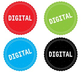 DIGITAL text, on round wavy border stamp badge.