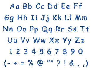 Handwritten letters english alphabet blue pen