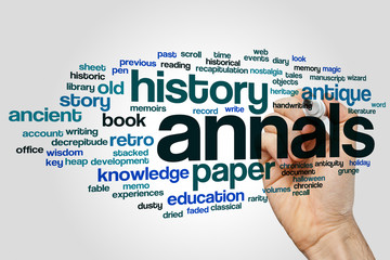 Annals word cloud concept on grey background