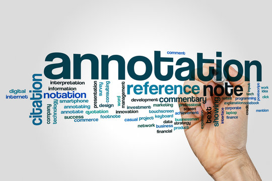 Annotation word cloud concept on grey background