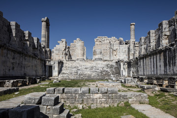 Fototapeta na wymiar View of Temple of Apollo in antique city of Didyma, Aydin,Turkey