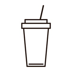 drink cup with straw icon over white background. vector illustration