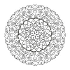 Flower Mandala. Vintage decorative elements. Oriental pattern, vector illustration. Islam, Arabic, Indian, moroccan,spain, turkish, pakistan, chinese, mystic, ottoman motifs. Coloring book page