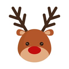 rudolph deer cartoon icon over white background. colorful design. vector illustration - obrazy, fototapety, plakaty