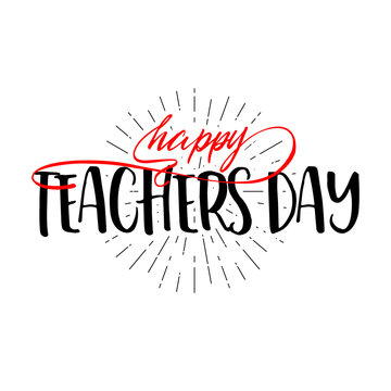 lettering and calligraphy modern - Happy Teachers day to you. Sticker, stamp, logo - hand made