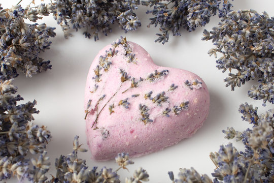 Lavender Bath Bombs On A White Background