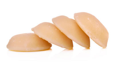 sliced palm sugar isolated on white background.