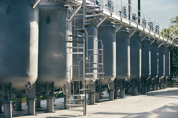 Wine factory tanks outside