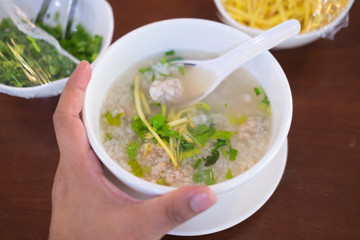 Rice boiled with pork