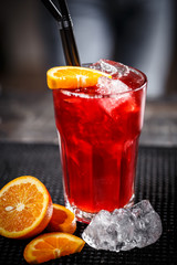 Red berry fruit soda drink