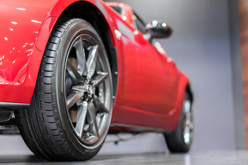 Close up wheel of the modern and elegant car