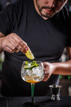 Barman preparing cocktail