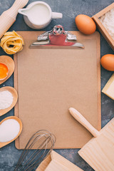 notebook for recipes with raw baking ingredients