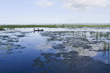 Fisherman's life on lagoon.
