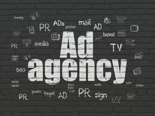 Advertising concept: Ad Agency on wall background