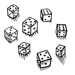 Vector illustration of dice on the white background sketch