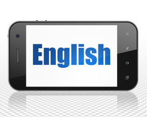 Education concept: Smartphone with English on display