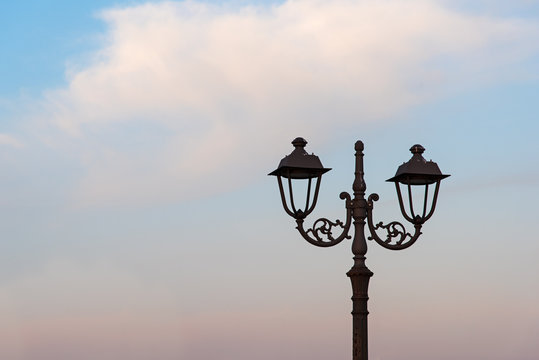 lamppost at sunset