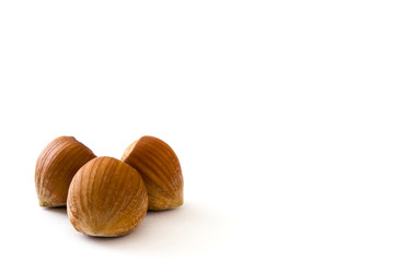 Hazelnuts isolated on white background

