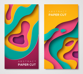 Vertical banners with 3D abstract shapes