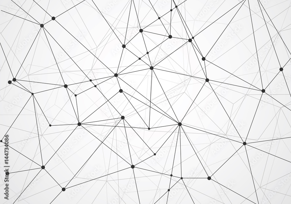 Poster abstract polygonal with connecting dots and lines