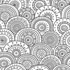 seamless pattern with ethnic tribal boho trendy circle ornaments