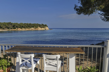 view from a cafe on the sea
