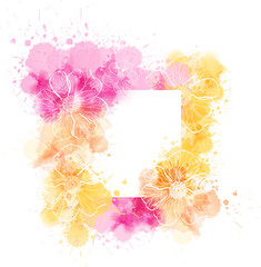 Watercolor template with flowers