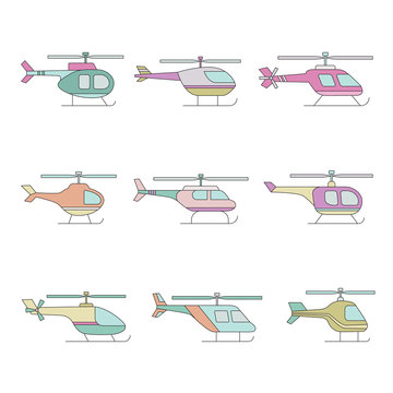 Helicopter outline icon set. Clean and simple design.