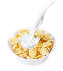corn flakes with milk splash