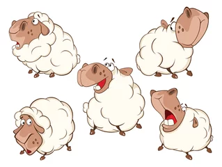 Muurstickers Set of Cartoon Illustration.A Different Sheep for  you Design. Cartoon Character © liusa