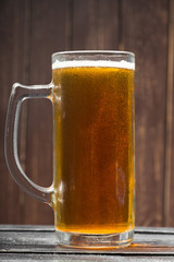 beer glass on a wooden background