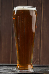 beer glass on a wooden background