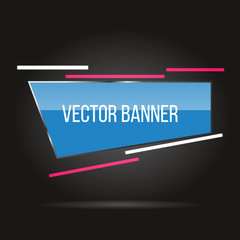 Vertical banner with metal frame and luminous strips, on dark background. Vector