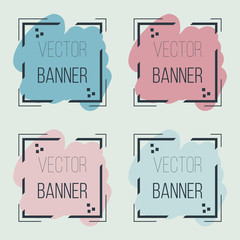 Abstract square banner set. Colorful creative vector icons. Paint stroke frame.