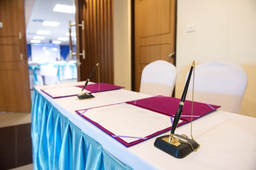 The registration desk for the seminar